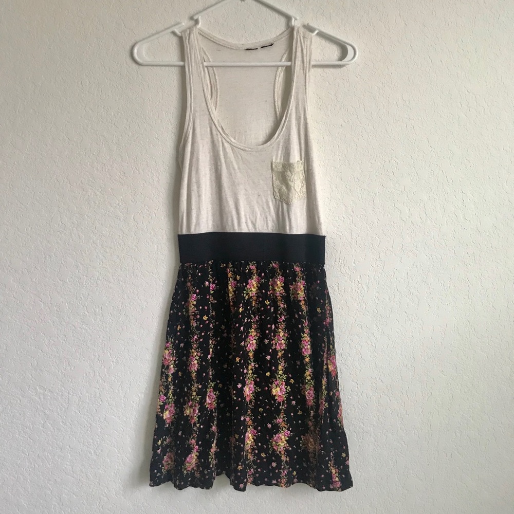 White Top Floral Bottom Dress
